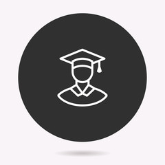 Graduation cap - vector icon. Illustration isolated. Simple pictogram.
