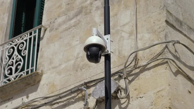 Security Survelliance Camera In The City.Monitoring the city