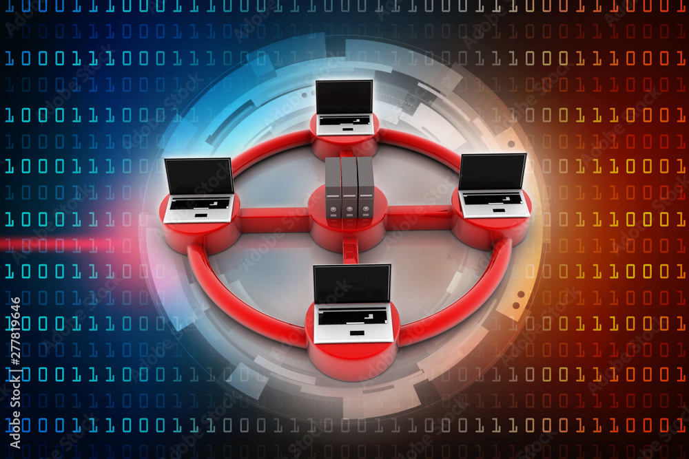Poster 3d rendering technology computer network