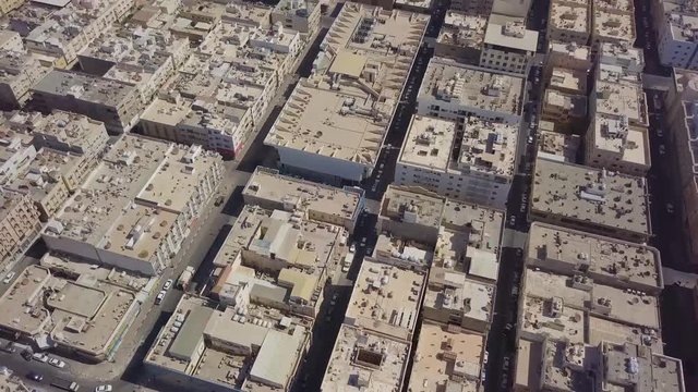 Aerial footage of Khobar shamaliyah suwaiket city along with Khobar Dammam highway with Khobar and Dammam skyline (4K)