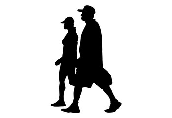 silhouette woman and man run exercise for Health At area Stadium Outdoors.
