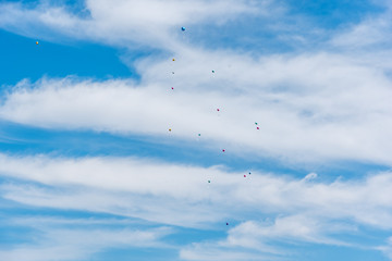 balloon with greeting card in the sky