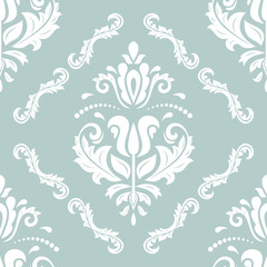 Orient classic pattern. Seamless abstract background with vintage elements. Orient light blue and white background