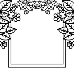 Drawing flower and leaves, frame modern, for various wedding card, banner. Vector