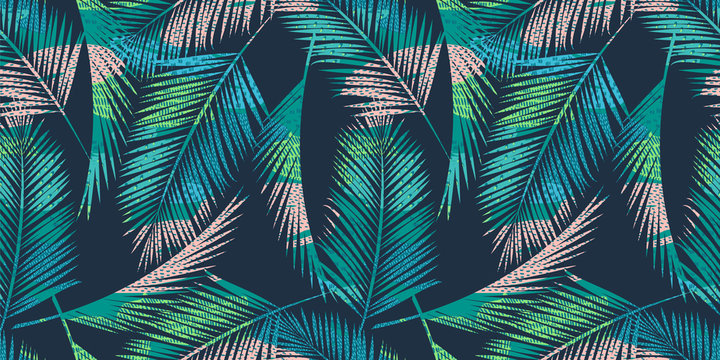 Seamless exotic pattern with tropical plants. Vector background.