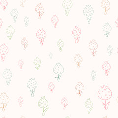 Cute, pastel tulips pattern. Vector seamless pattern, can be used for fabrics, wallpaper, web, scrapbooking, card.  