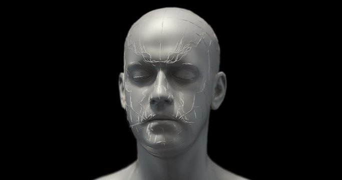 Advanced Bionic Robot Head Rotating Slowly - Technology Related 3D 4K Animation Concept