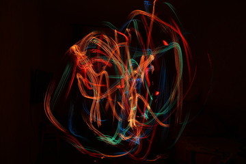 Frozen multicolored light abstraction on a black background