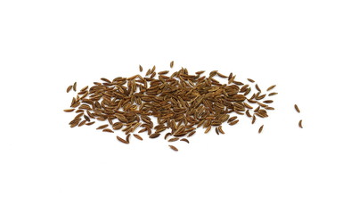 Cumin seeds or caraway isolated on white background