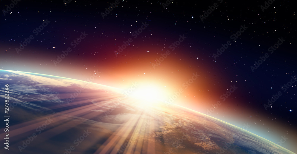 Poster planet earth with a spectacular sunset 