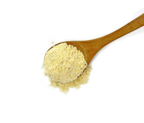 Pile of corn flour isolated on white background.
