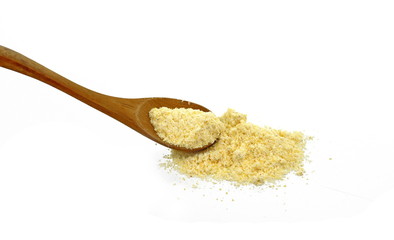 Pile of corn flour isolated on white background.