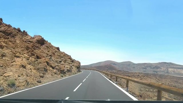 road race in timelapse at teide volcano