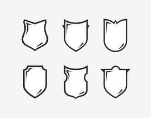 Flat Clip art Design Elements. Set of Vector set of Shield Silhouette. Different Coat Arms signs