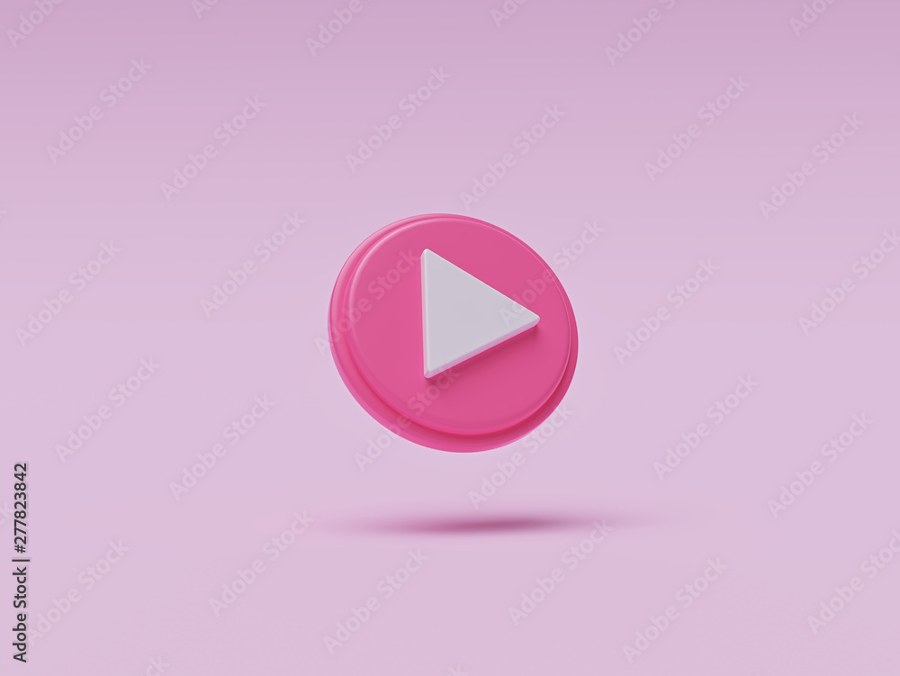 Poster play button isolated on pastel background. 3d rendering