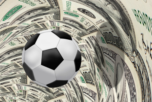 Soccer ball with dollar bill - football player transfer
