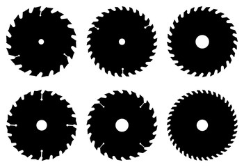 Circular saw blade for cutting wood. Flat icon. Silhouette vector