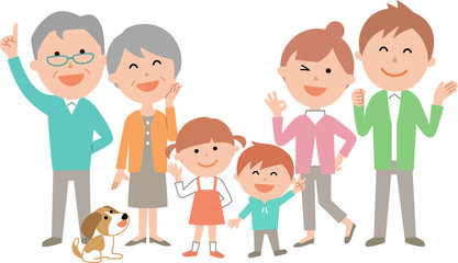 六人家族 元気に集合 ビビッド