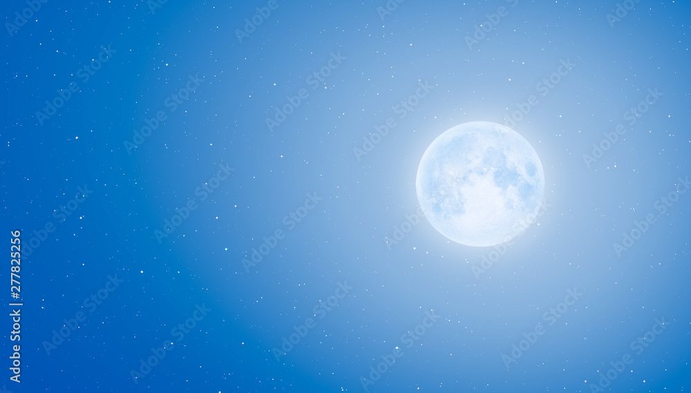 Wall mural night sky with full moon in the clouds at sunset 