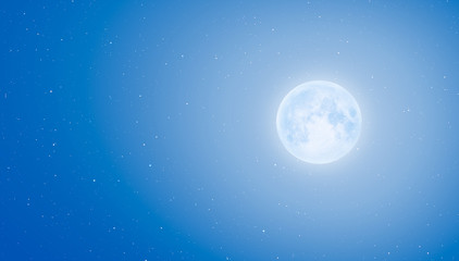 Night sky with full moon in the clouds at sunset 