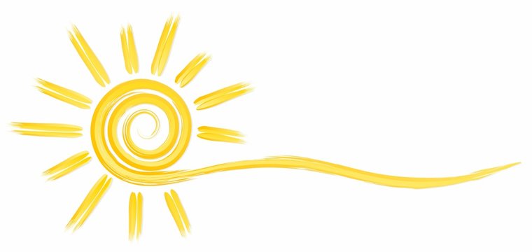 A symbol of the bright summer sun with beams.