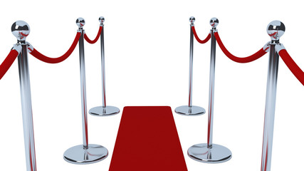 3d render of velvet rope queue entrance barrier