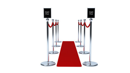 3d render of velvet rope queue entrance barrier