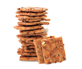 Cereal crackers in stack isolated on white