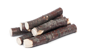 Heap of small logs isolated