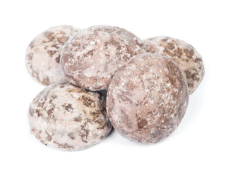 Group of chocolate gingerbread cookies isolated