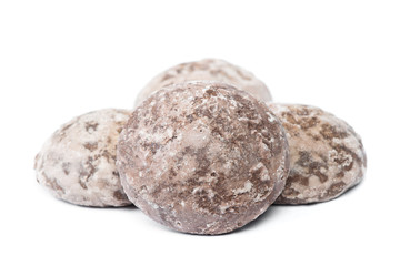 Group of chocolate gingerbread cookies isolated