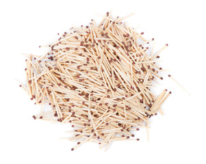 Heap of wooden matches with a sulfur head