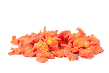 Heap of dried carrot pieces