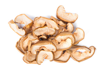 Heap of dried apple fruit pieces