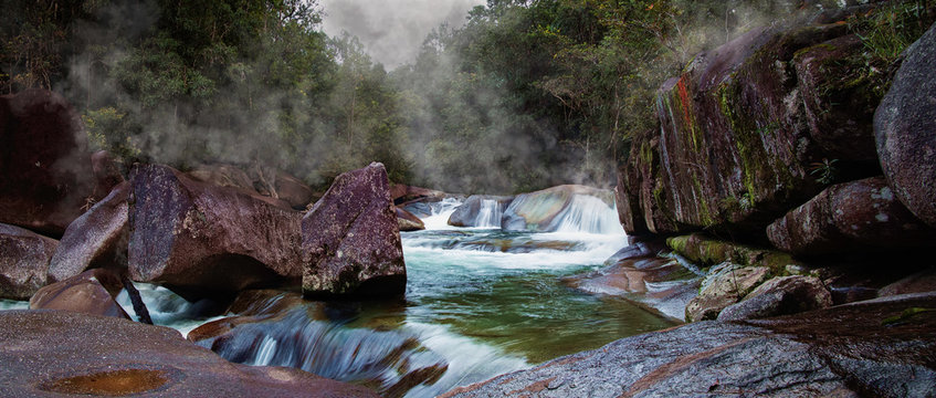 Devil's Pool or Babinda Boulders is a mystical natural pool at the confluence of three streams among a group of boulders near Babinda, Queensland, Australia. Landscape Photography, -Image. 