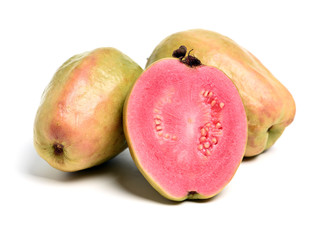 Pink guava isolated on white background