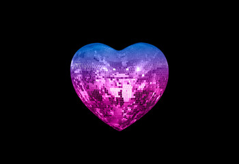 Heart shape Love symbol with Heart Shaped Disco Ball