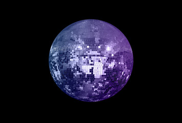 Party disco mirror ball reflecting colorful lights