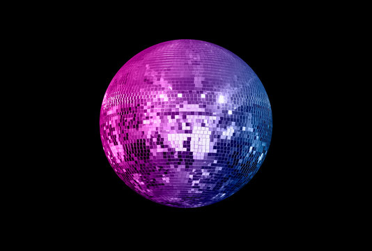 Party disco mirror ball reflecting colorful lights