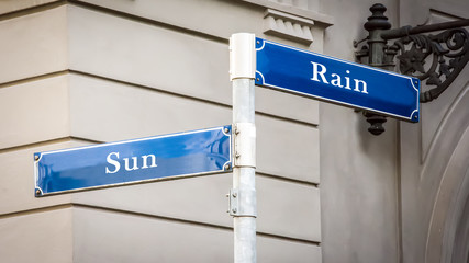 Street Sign Sun versus Rain