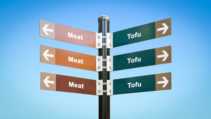 Street Sign to Tofu versus Meat