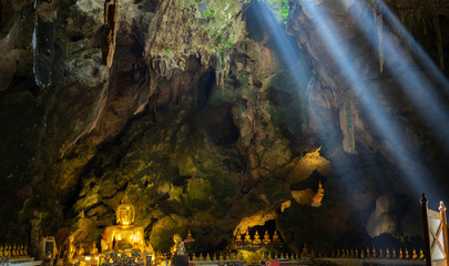 Light through the cave Khao Luang Phetchaburi near Bangkok,Thailand