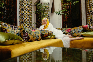 Tourist in traditional riad - Fez, Morocco