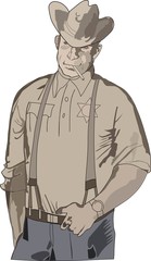 Sheriff smoking a cigarette