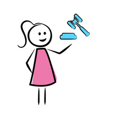 weibliches Strichmännchen mit Richterhammer