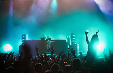 Fototapeta na wymiar Picture of dancing crowd at music festival