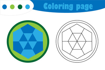 Mandala in cartoon style, coloring page, spring education paper game for the development of children, kids preschool activity, printable worksheet, vector illustration