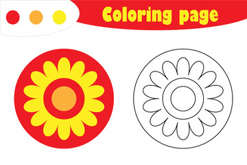 Mandala in cartoon style, coloring page, spring education paper game for the development of children, kids preschool activity, printable worksheet, vector illustration
