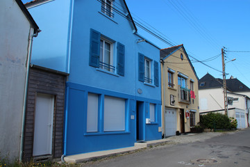 street and houses in camaret-sur-mer (brittany - france)