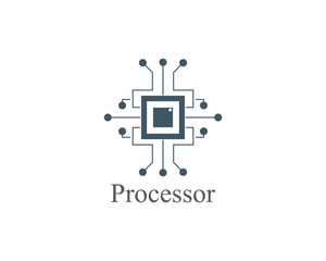 abstract Processor Logo technology template design